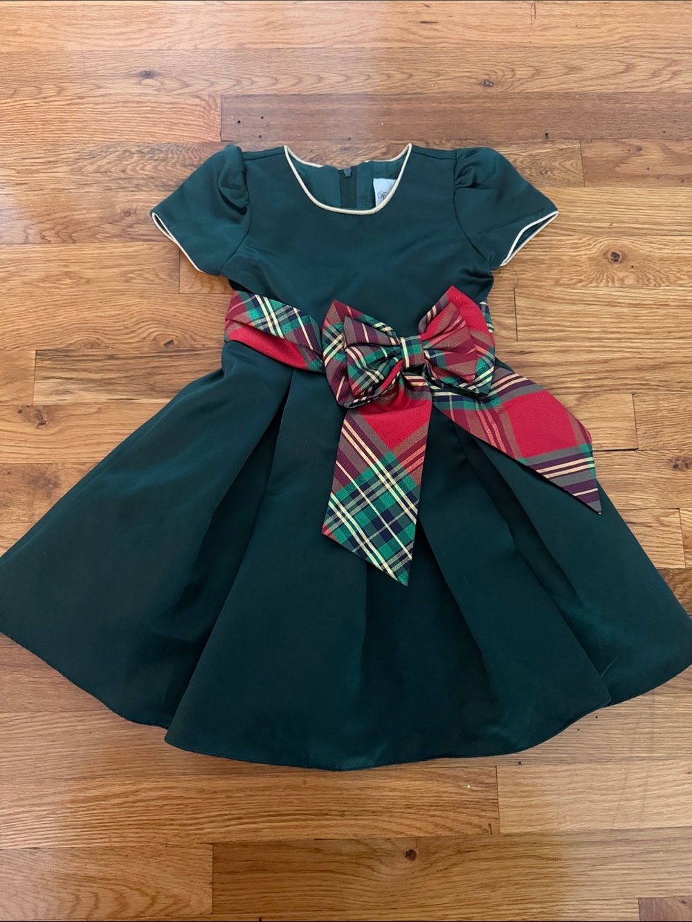 Rare Editions Holiday Dress with Red Plaid Bow 4T